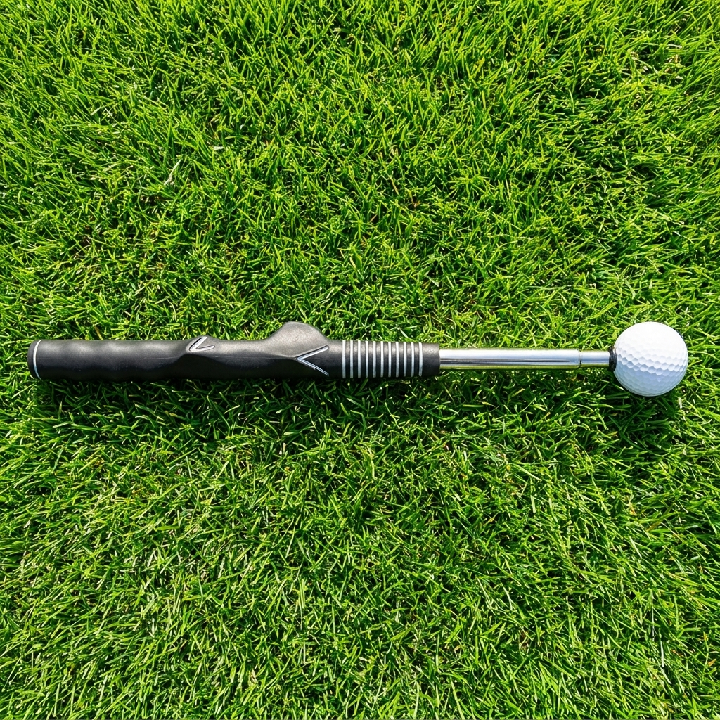 Flush Golf tempo trainer flat lay on grass
